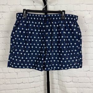 Tommy Hilfiger Regular Fit Blue Palm Tree Print Swim Trunks Size XL